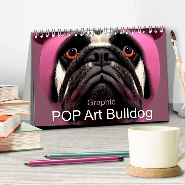 Produktbild: Graphic PoP Art Bulldogge (Tischkalender 2026 DIN A5 quer), CALVENDO Monatskalender