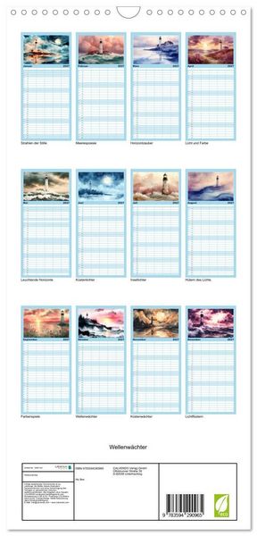 Produktbild: Familienplaner 2027 - Wellenw&auml;chter mit 5 Spalten (Wandkalender, 21 x 45 cm) CALVENDO