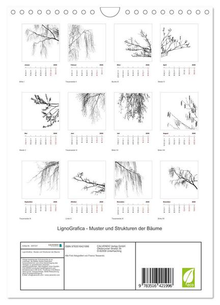 Produktbild: LignoGrafica - Muster und Strukturen der B&auml;ume (Wandkalender 2026 DIN A4 hoch), CALVENDO Monatskalender