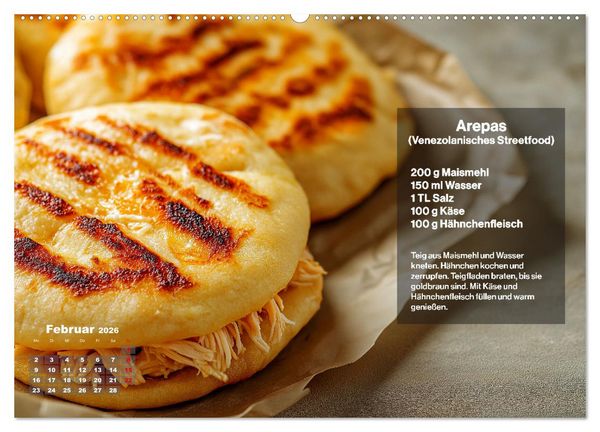 Produktbild: Streetfood Kalender - Einfache Rezepte aus den Stra&szlig;enk&uuml;chen der Welt (hochwertiger Premium Wandkalender 2026 DIN A2 quer), Kunstdruck in Hochglanz
