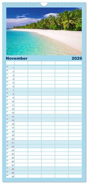 Produktbild: Familienplaner 2026 - Traumstr&auml;nde in der Karibik mit 5 Spalten (Wandkalender, 21 x 45 cm) CALVENDO