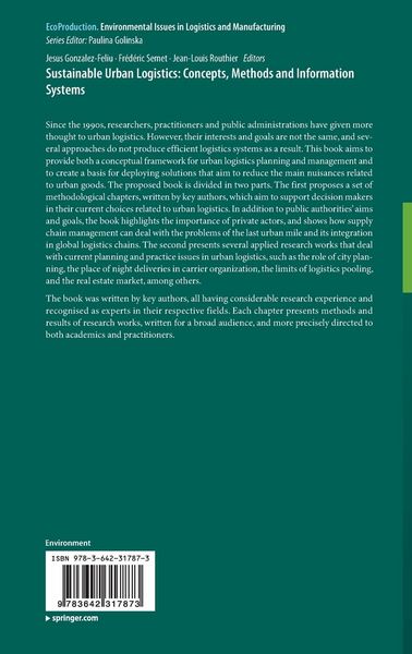 Produktbild: Sustainable Urban Logistics: Concepts, Methods and Information Systems