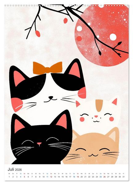 Produktbild: Kunterbunte Katzenbande (hochwertiger Premium Wandkalender 2026 DIN A2 hoch), Kunstdruck in Hochglanz