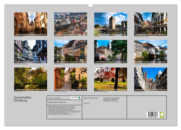 Produktbild: Zauberhaftes Stra&szlig;burg (Wandkalender 2026 DIN A2 quer), CALVENDO Monatskalender