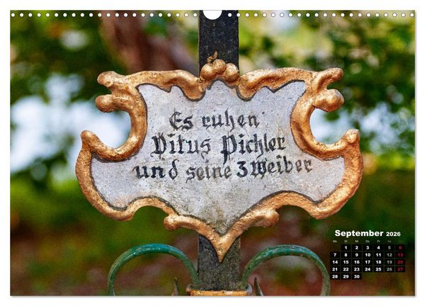 Produktbild: Lustige Marterlspr&uuml;che (Wandkalender 2026 DIN A3 quer), CALVENDO Monatskalender