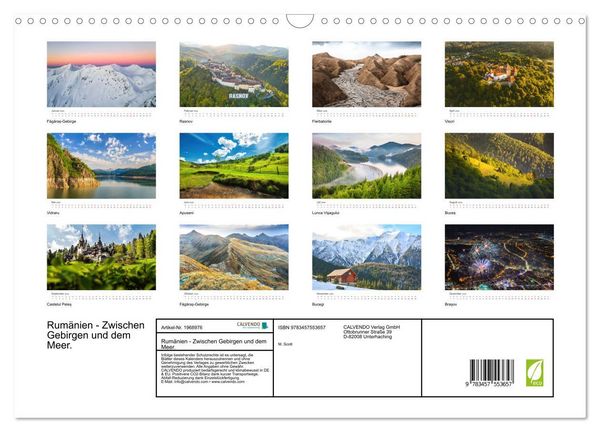 Produktbild: Rum&auml;nien - Zwischen Gebirgen und dem Meer. (Wandkalender 2026 DIN A3 quer), CALVENDO Monatskalender