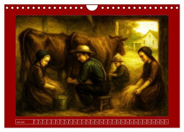 Produktbild: Einfach Leben - Einblicke in die Welt der Amish im Stil alter Gem&auml;lde (Wandkalender 2026 DIN A4 quer), CALVENDO Monatskalender