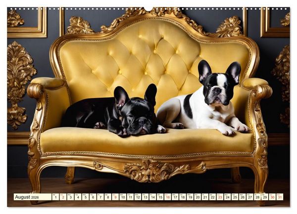 Produktbild: Little kings - French Bulldogs (High Quality Premium Wall Calendar 2026 DIN A2 landscape),CALVENDO 12 Month Wall Calendar