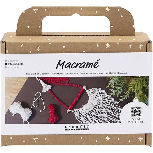 Produktbild: Creativ Company Mini Kreativ Set Macram&eacute;, Makramee, Weihnachtsmann, Weihnachtsrot, Naturwei&szlig;