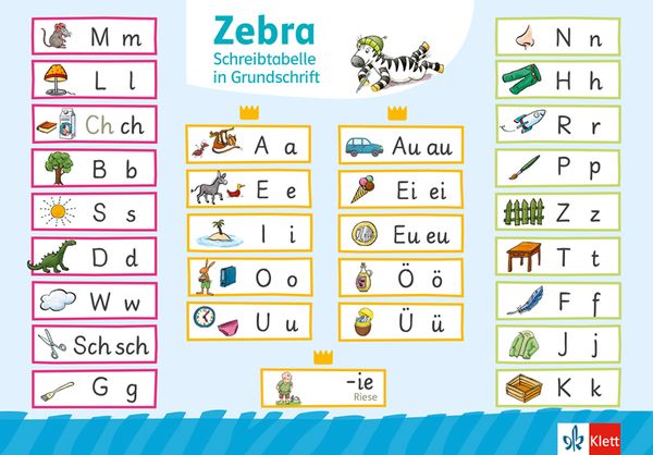 Produktbild: Zebra 1. Schreibtabelle in Grundschrift (VE 10) Klasse 1