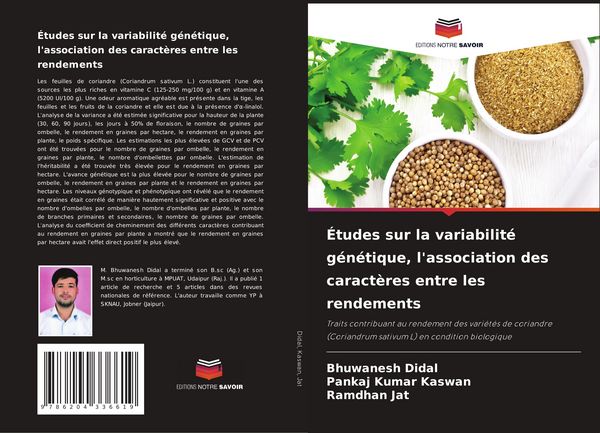 Produktbild: &Eacute;tudes sur la variabilit&eacute; g&eacute;n&eacute;tique, l'association des caract&egrave;res entre les rendements