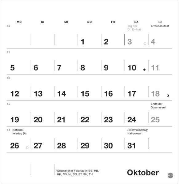 Produktbild: Black&White Monatsplaner zum Aufstellen 2026