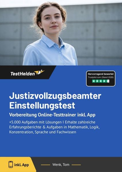 Produktbild: Justizvollzugsbeamter Einstellungstest: Vorbereitung Online-Testtrainer inkl. App