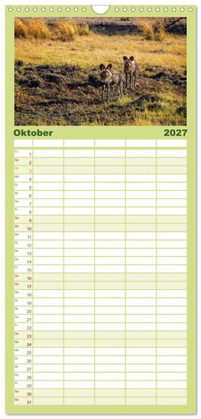 Produktbild: Familienplaner 2027 - Sambias gro&szlig;artige Tierwelt mit 5 Spalten (Wandkalender, 21 x 45 cm) CALVENDO