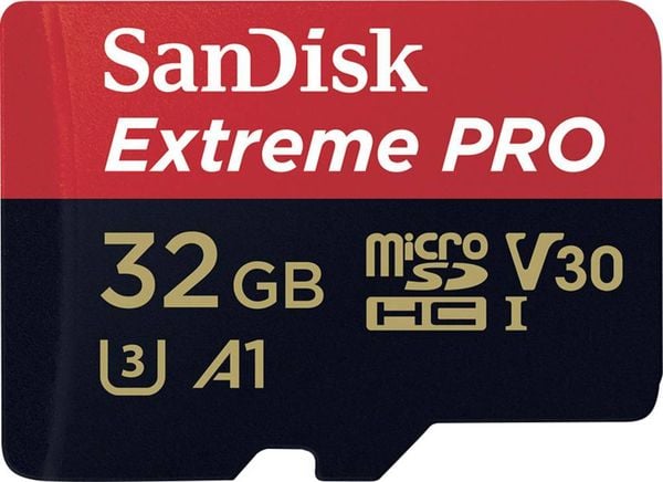 Produktbild: SanDisk Extreme&reg; Pro microSDHC-Karte 32 GB Class 10, UHS-I, UHS-Class 3, v30 Video Speed Class inkl. SD-Adapter, A1-Leistungsstandard