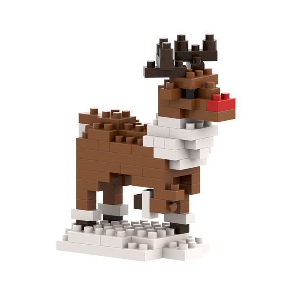 BRIXIES 220053 - Postkarte Rentier mit 3D Konstruktionsbausatz aus Ministeinen, 89 Teile