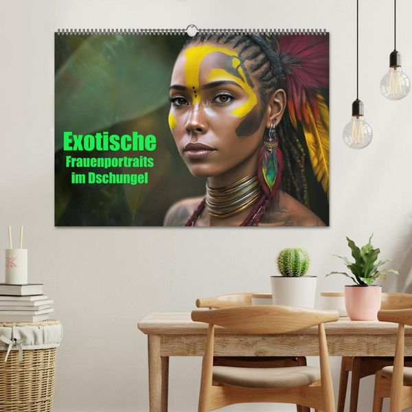 Produktbild: Exotische Frauenportraits im Dschungel (Wandkalender 2026 DIN A2 quer), CALVENDO Monatskalender