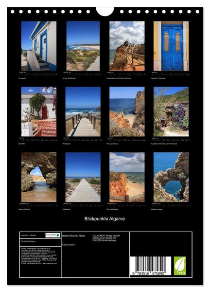 Produktbild: Blickpunkte Algarve (Wandkalender 2026 DIN A4 hoch), CALVENDO Monatskalender