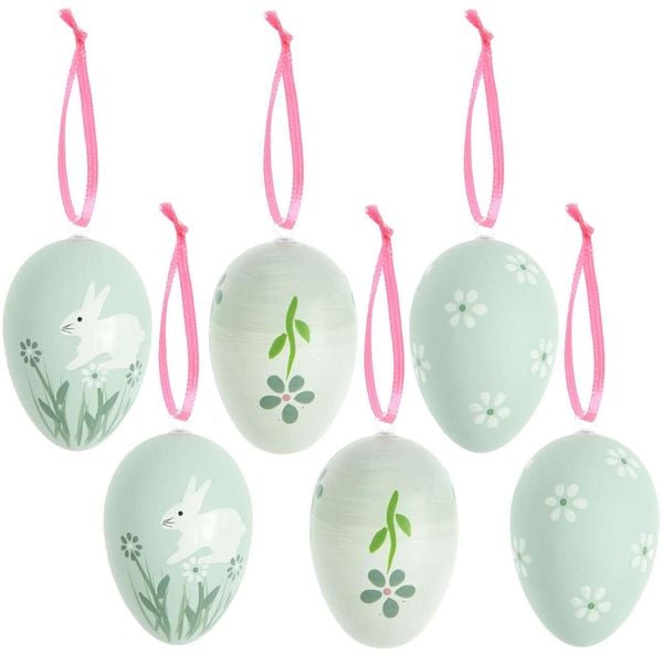 Deko-Eier Set, Grün, 6 Stück, 6 x 4cm
