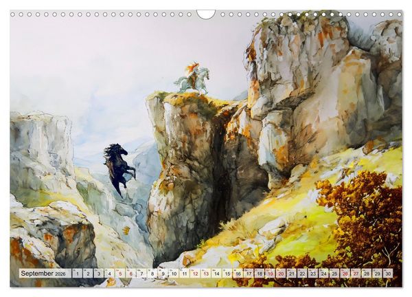 Produktbild: Die Rosstrappe - Sage vom Felsen im Harz bei Thale im Bodetal (Wandkalender 2026 DIN A3 quer), CALVENDO Monatskalender