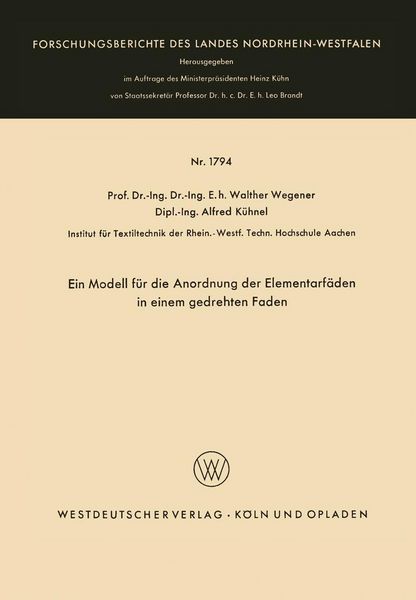 Produktbild: Ein Modell f&uuml;r die Anordnung der Elementarf&auml;den in einem gedrehten Faden