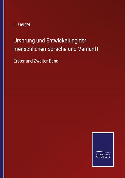 Produktbild: Ursprung und Entwickelung der menschlichen Sprache und Vernunft