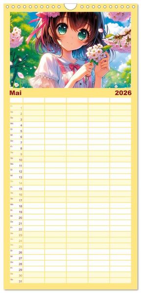 Produktbild: Familienplaner 2026 - Manga Momente - Mit KI entfachte Manga Magie mit 5 Spalten (Wandkalender, 21 x 45 cm) CALVENDO