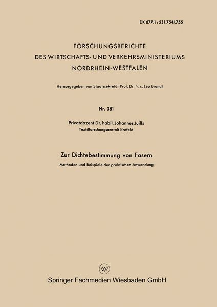Produktbild: Zur Dichtebestimmung von Fasern