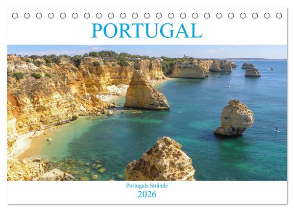Portugal - Strände in Portugal (Tischkalender 2026 DIN A5 quer), CALVENDO Monatskalender