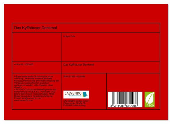 Produktbild: Das Kyffh&auml;user Denkmal (Tischkalender 2026 DIN A5 quer), CALVENDO Monatskalender