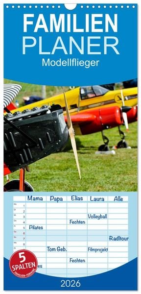 Produktbild: Familienplaner 2026 - Modellflieger mit 5 Spalten (Wandkalender, 21 x 45 cm) CALVENDO