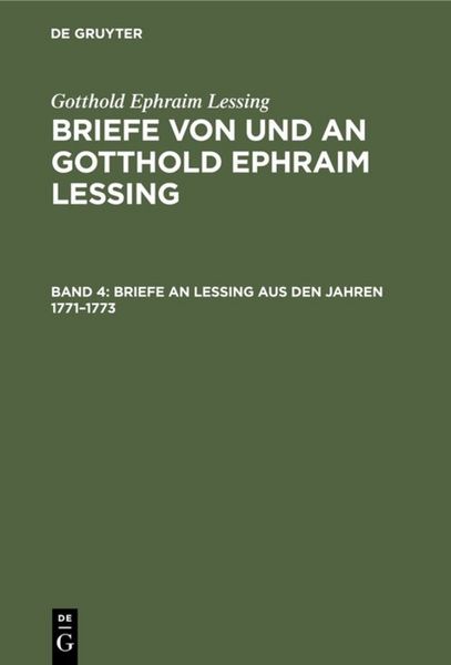 Produktbild: Briefe an Lessing aus den Jahren 1771&ndash;1773