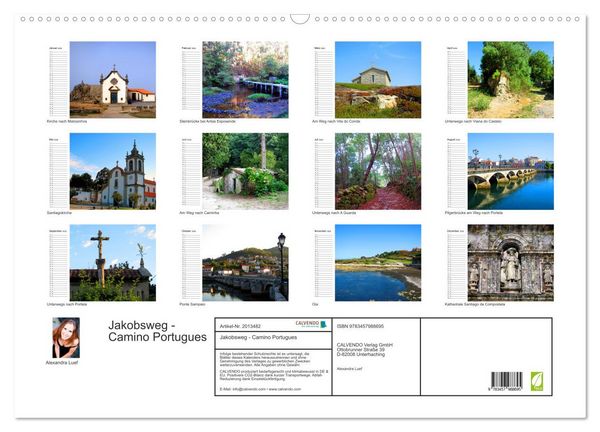 Produktbild: Jakobsweg - Camino Portugues (Wandkalender 2026 DIN A2 quer), CALVENDO Monatskalender