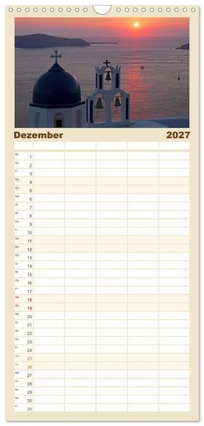 Produktbild: Familienplaner 2027 - Die Kykladen - Inseln im &Auml;g&auml;ischen Meer mit 5 Spalten (Wandkalender, 21 x 45 cm) CALVENDO