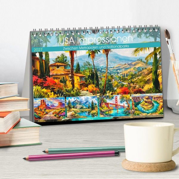 Produktbild: USA Impressionen. Zwischen Metropolen und Nationalparks (Tischkalender 2027 DIN A5 quer), CALVENDO Monatskalender