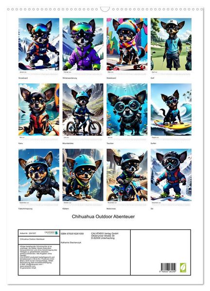 Produktbild: Chihuahua Outdoor Abenteuer (Wandkalender 2026 DIN A2 hoch), CALVENDO Monatskalender