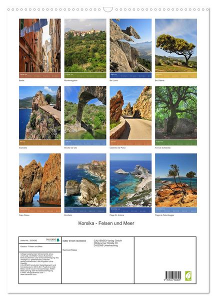 Produktbild: Korsika - Felsen und Meer (Wandkalender 2026 DIN A2 hoch), CALVENDO Monatskalender