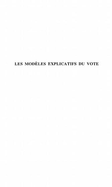 Produktbild: Les Modeles Explicatifs Du Vote