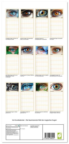 Produktbild: Familienplaner 2026 - Iris Kunstkalender - Die faszinierende Welt der magischen Augen mit 5 Spalten (Wandkalender, 21 x 45 cm) CALVENDO