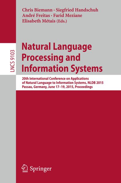 Produktbild: Natural Language Processing and Information Systems