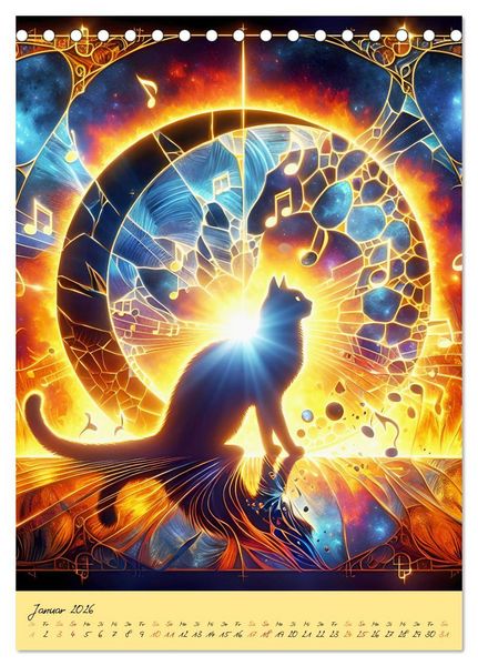 Produktbild: Katzen Mondlichtkonzert (Tischkalender 2026 DIN A5 hoch), CALVENDO Monatskalender
