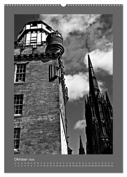 Produktbild: Edinburgh in schwarzwei&szlig; (Wandkalender 2026 DIN A2 hoch), CALVENDO Monatskalender