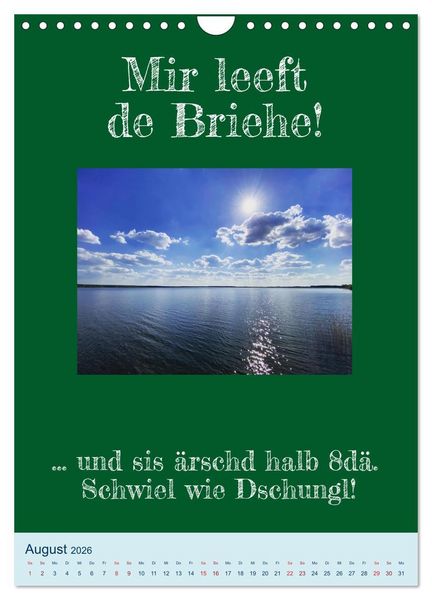 Produktbild: Ningeln&auml;sorum! Mundart und Dialekt Kalender Sachsen (Wandkalender 2026 DIN A4 hoch), CALVENDO Monatskalender