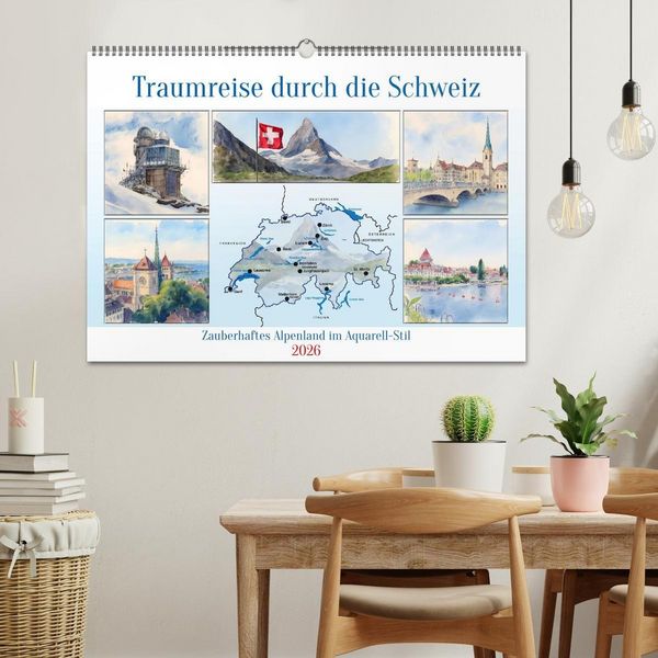 Produktbild: Traumreise durch die Schweiz (Wandkalender 2026 DIN A2 quer), CALVENDO Monatskalender