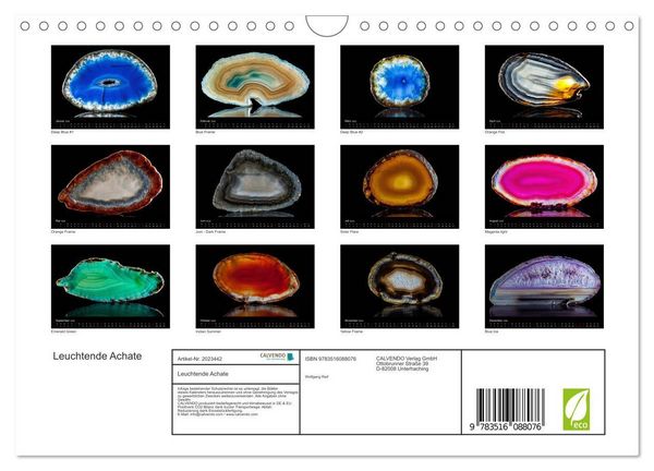 Produktbild: Leuchtende Achate (Wandkalender 2026 DIN A4 quer), CALVENDO Monatskalender