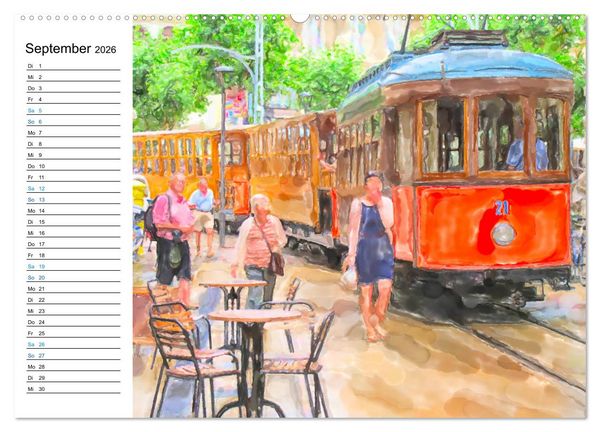 Produktbild: Mallorca - Impressionen in Aquarellfarben (hochwertiger Premium Wandkalender 2026 DIN A2 quer), Kunstdruck in Hochglanz