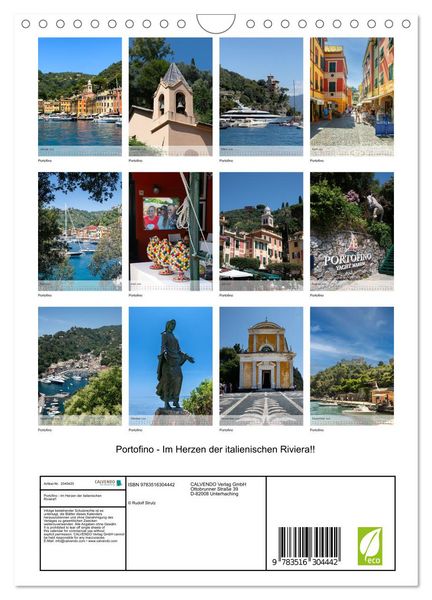 Produktbild: Portofino - Im Herzen der italienischen Riviera!! (Wandkalender 2026 DIN A4 hoch), CALVENDO Monatskalender