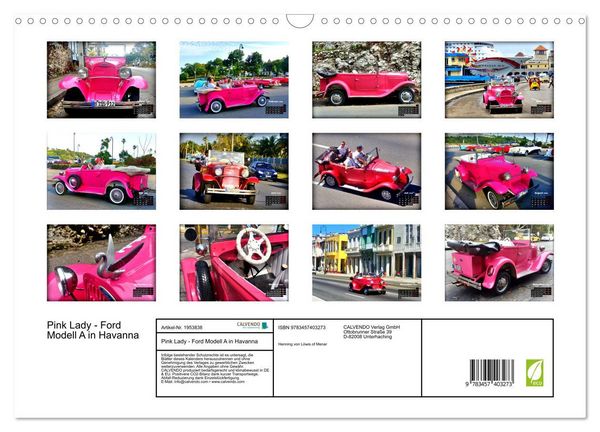 Produktbild: Pink Lady - Ford Modell A in Havanna (Wandkalender 2026 DIN A3 quer), CALVENDO Monatskalender