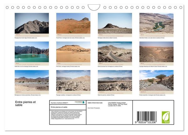 Produktbild: Entre pierres et sable (Calendrier mural 2026 DIN A4 vertical), CALVENDO calendrier mensuel