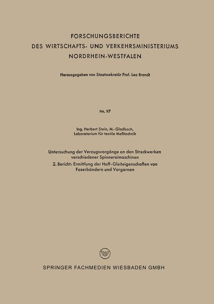 Produktbild: Untersuchung der Verzugsvorg&auml;nge an den Streckwerken verschiedener Spinnereimaschinen